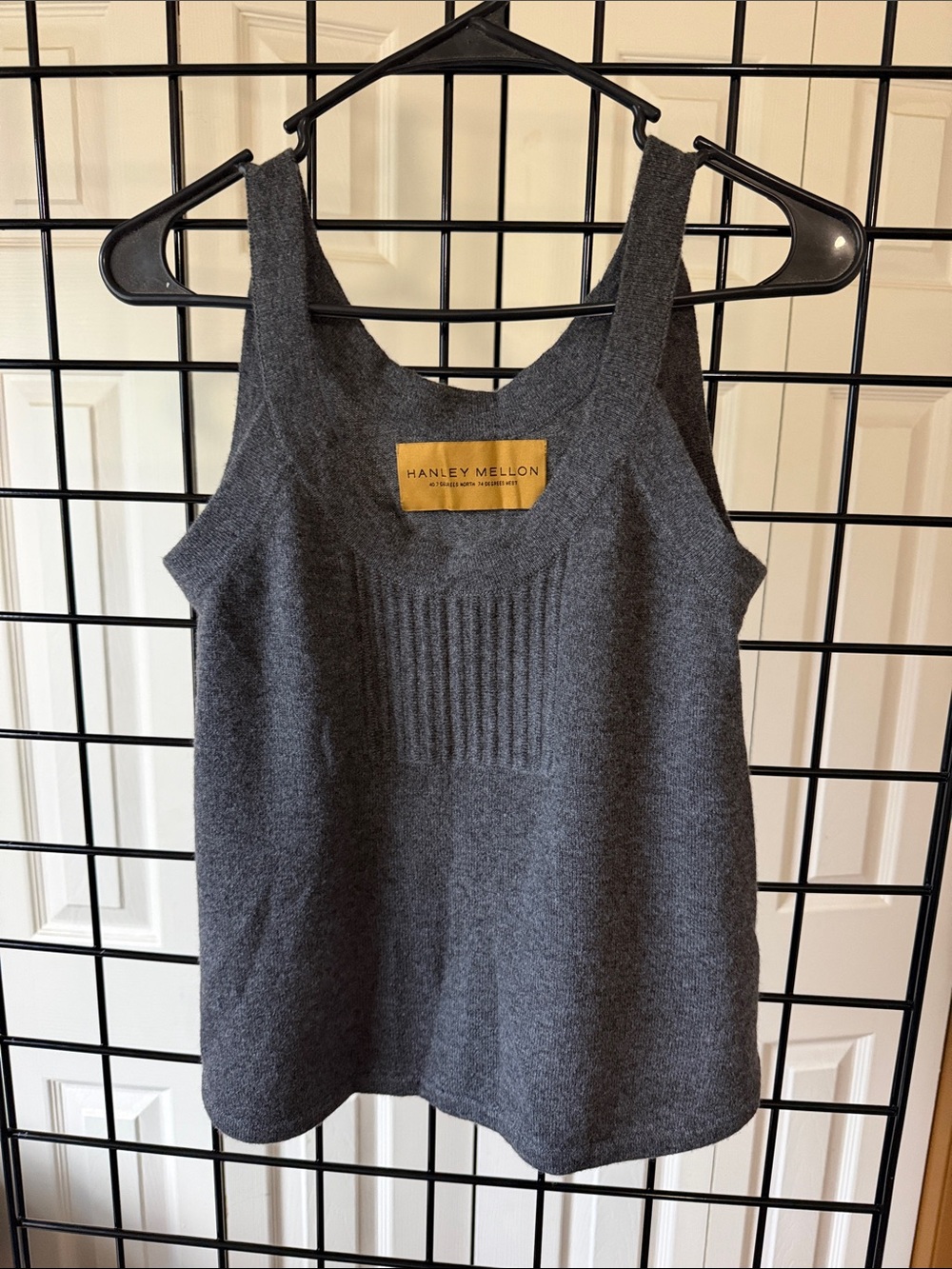Ribbed Knit Cashmere Tank Top in Charcoal Gray